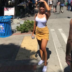 Pacsun mustard denim skirt